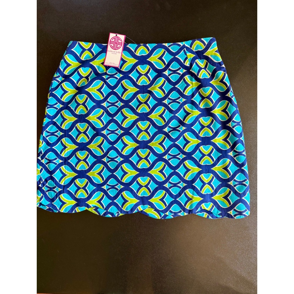 Buckhead Betties Womens Scalloped Hem Mini Skirt Blue Green Size M #summer